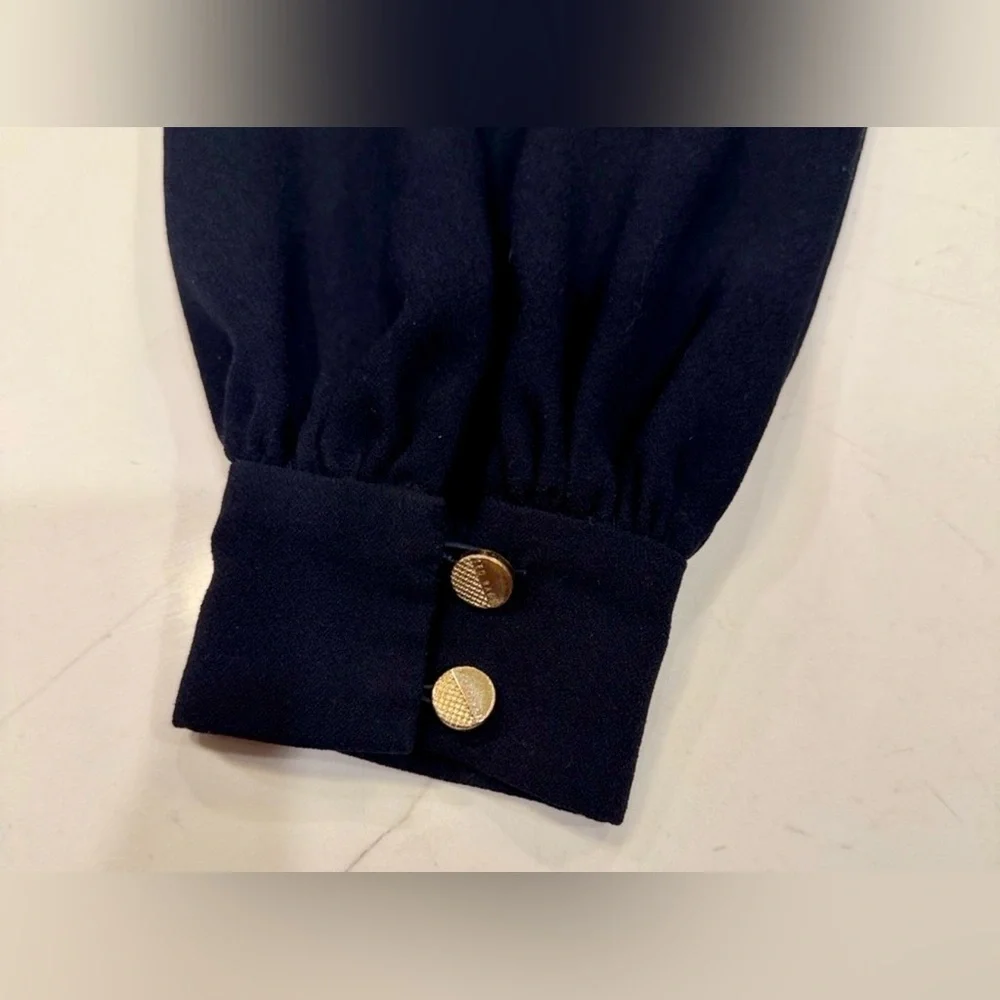 Ted Baker Navy Long Sleeved Dress with Floral Embroidery, Size 10 - Picture 11 of 14